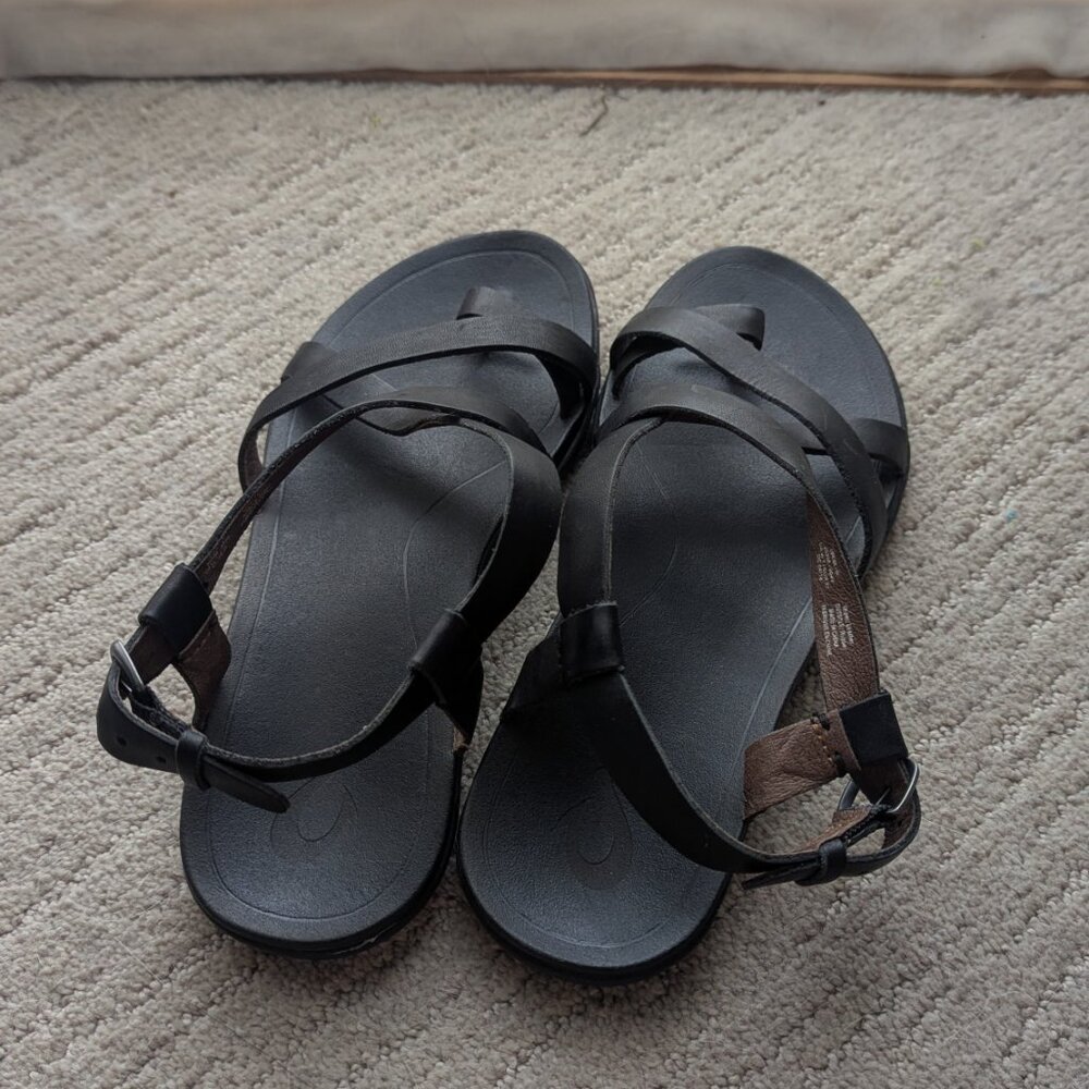 OluKai Black Upena Strappy Sandals Size 7 - Picture 3 of 7